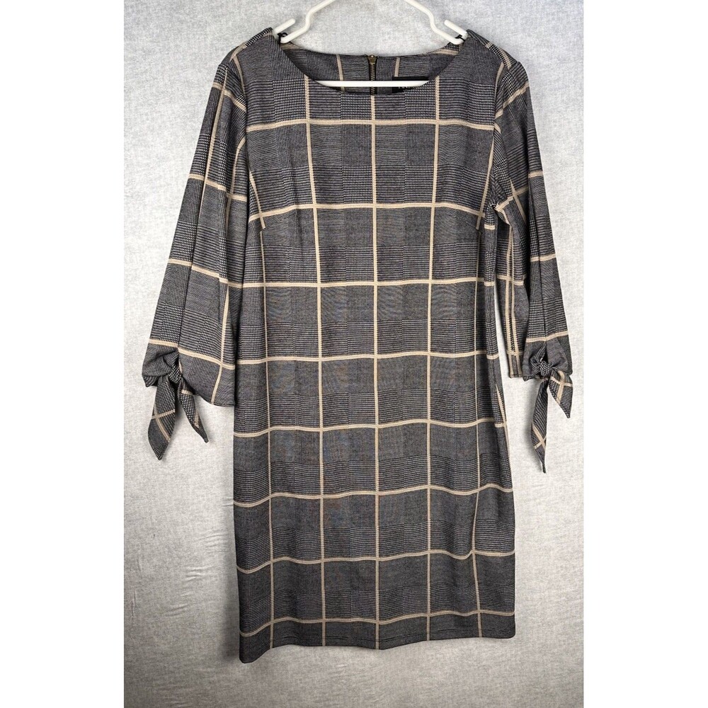 RN Studio By Ronni Nicole Women’s Black Plaid Zipper Sheath Dress Size 12